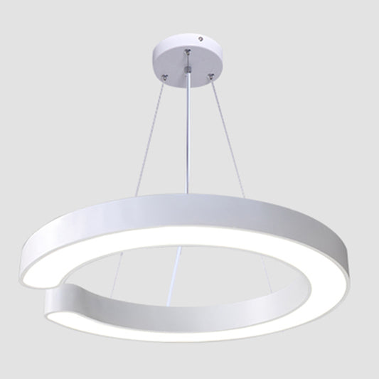 C Shaped Metal Pendant Light Fixture Minimalism LED Ceiling Hang Lamp for Office White Clearhalo 'Ceiling Lights' 'Modern Pendants' 'Modern' 'Pendant Lights' 'Pendants' Lighting' 2461037
