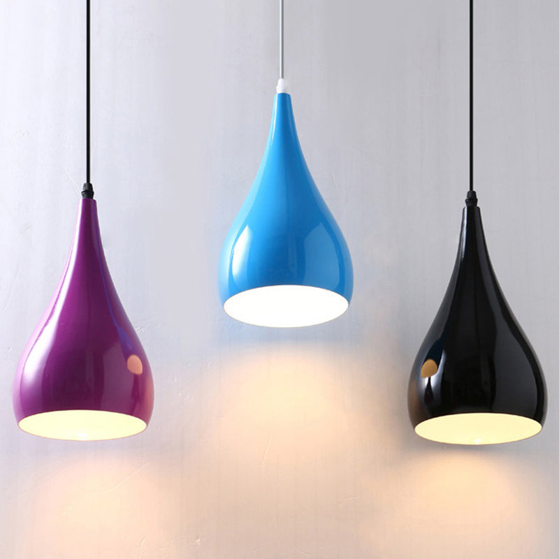 Teardrop Shaped Ceiling Pendant Macaron Metal 1 Light Dining Room Suspension Light Fixture Clearhalo 'Ceiling Lights' 'Modern Pendants' 'Modern' 'Pendant Lights' 'Pendants' Lighting' 2461062