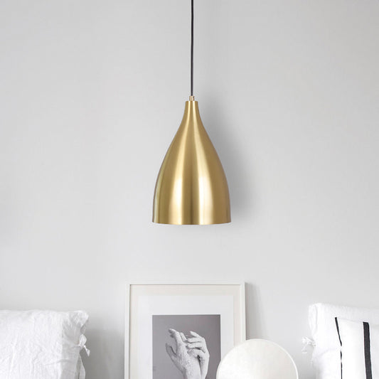 Metal Bullet Shaped Hanging Lamp Post-Modern Single Gold Plated Suspension Pendant for Restaurant Clearhalo 'Ceiling Lights' 'Modern Pendants' 'Modern' 'Pendant Lights' 'Pendants' Lighting' 2461078