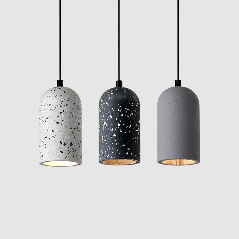 Elongated Dome Terrazzo Hanging Lamp Nordic Style Single Pendant Light Fixture for Bedroom White Clearhalo 'Ceiling Lights' 'Modern Pendants' 'Modern' 'Pendant Lights' 'Pendants' Lighting' 2461097