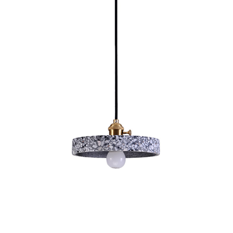 Round Bedside Hanging Light Fixture Terrazzo Single Simplicity Pendant Lamp with Rotary Switch Blue 8" Clearhalo 'Ceiling Lights' 'Modern Pendants' 'Modern' 'Pendant Lights' 'Pendants' Lighting' 2461102