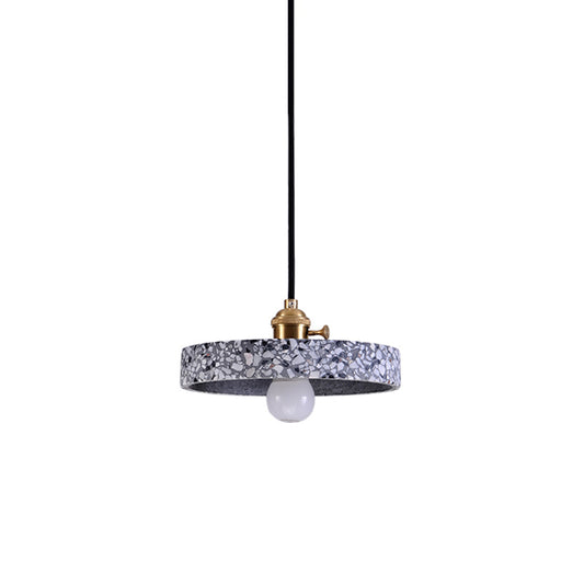 Round Bedside Hanging Light Fixture Terrazzo Single Simplicity Pendant Lamp with Rotary Switch Blue 8" Clearhalo 'Ceiling Lights' 'Modern Pendants' 'Modern' 'Pendant Lights' 'Pendants' Lighting' 2461102