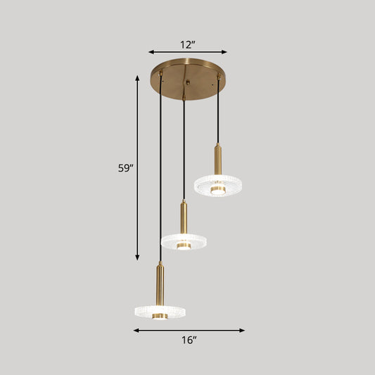 Flat Shade Hanging Light Fixture Simplicity Acrylic Gold LED Ceiling Lamp for Bedroom Clearhalo 'Ceiling Lights' 'Modern Pendants' 'Modern' 'Pendant Lights' 'Pendants' Lighting' 2461123