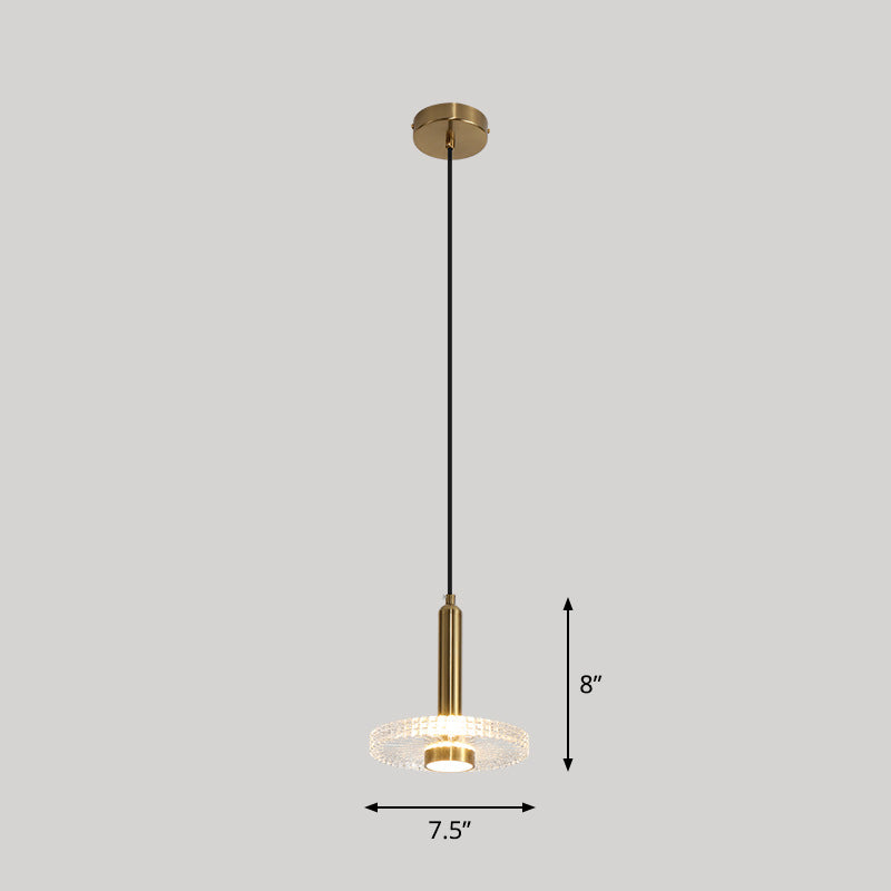Flat Shade Hanging Light Fixture Simplicity Acrylic Gold LED Ceiling Lamp for Bedroom Clearhalo 'Ceiling Lights' 'Modern Pendants' 'Modern' 'Pendant Lights' 'Pendants' Lighting' 2461127