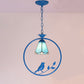 Blue Ring Pendulum Light Vintage 1 Head Tiffany Glass Pendant Ceiling Lamp for Bedroom Blue Geometric Clearhalo 'Art Deco Pendants' 'Cast Iron' 'Ceiling Lights' 'Ceramic' 'Close To Ceiling Lights' 'Crystal' 'Industrial' 'Metal' 'Middle Century Pendants' 'Pendant Lights' 'Pendants' 'Tiffany close to ceiling' 'Tiffany Pendants' 'Tiffany' Lighting' 2461145
