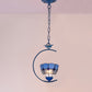 Blue Ring Pendulum Light Vintage 1 Head Tiffany Glass Pendant Ceiling Lamp for Bedroom Blue Semicircle Clearhalo 'Art Deco Pendants' 'Cast Iron' 'Ceiling Lights' 'Ceramic' 'Close To Ceiling Lights' 'Crystal' 'Industrial' 'Metal' 'Middle Century Pendants' 'Pendant Lights' 'Pendants' 'Tiffany close to ceiling' 'Tiffany Pendants' 'Tiffany' Lighting' 2461147