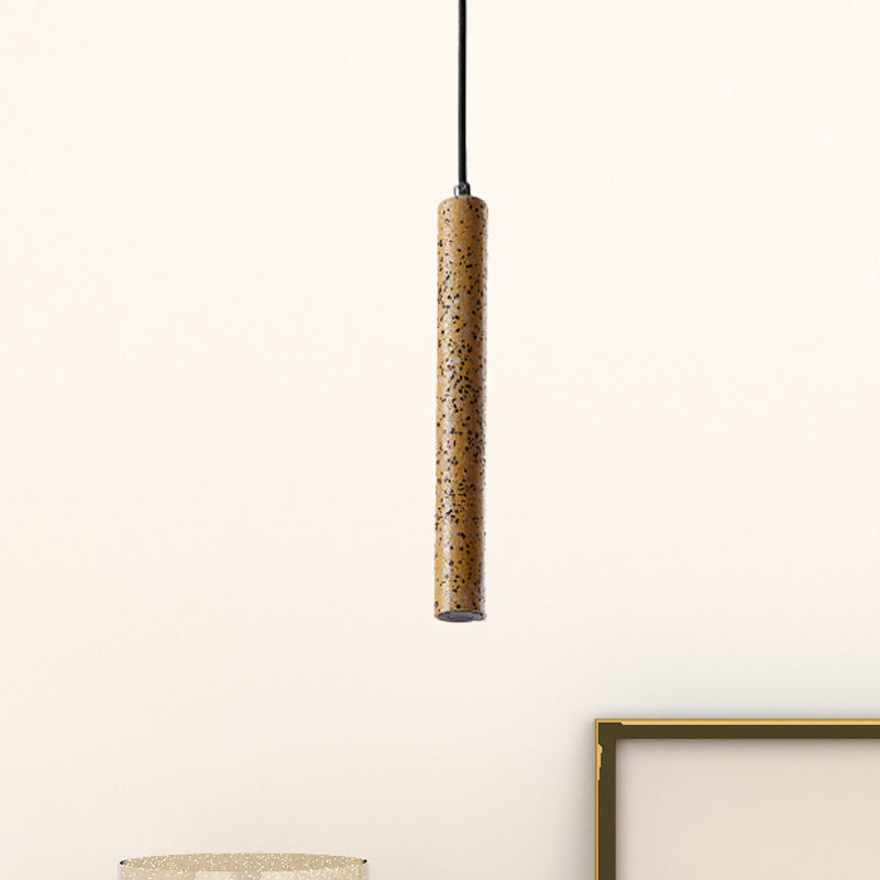 12"/21.5"H Tube Ceiling Pendant Light in Nordic Style Concrete1 Light Black/White/Yellow Hanging Ceiling Light Yellow 12" Clearhalo 'Ceiling Lights' 'Industrial Pendants' 'Industrial' 'Middle Century Pendants' 'Pendant Lights' 'Pendants' 'Tiffany' Lighting' 246115