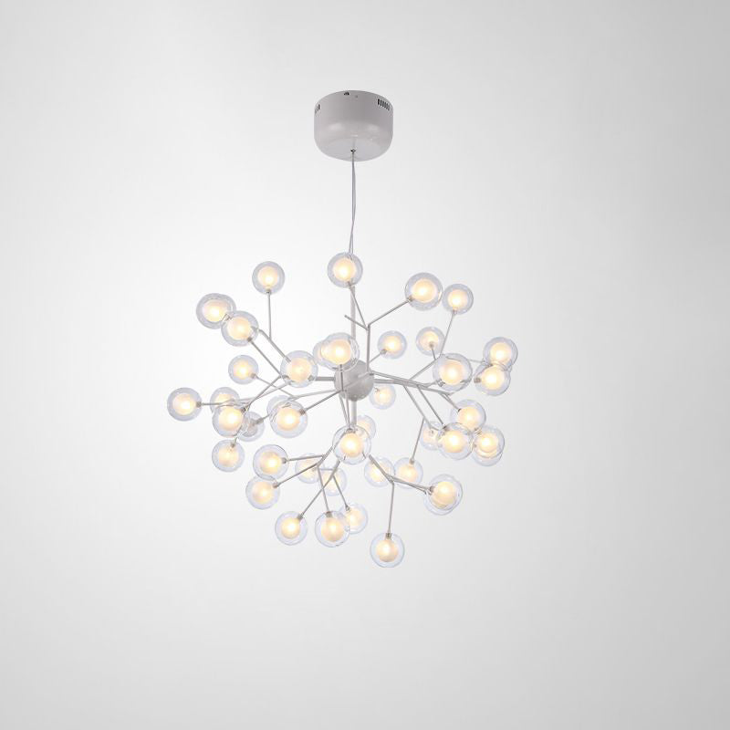 Minimalist Molecule Chandelier Double Glass Living Room Suspension Lighting Fixture 45 White Clearhalo 'Ceiling Lights' 'Chandeliers' 'Modern Chandeliers' 'Modern' Lighting' 2461150