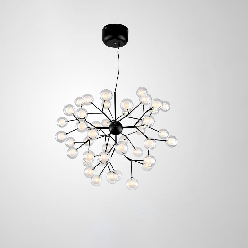 Minimalist Molecule Chandelier Double Glass Living Room Suspension Lighting Fixture 45 Black Clearhalo 'Ceiling Lights' 'Chandeliers' 'Modern Chandeliers' 'Modern' Lighting' 2461151