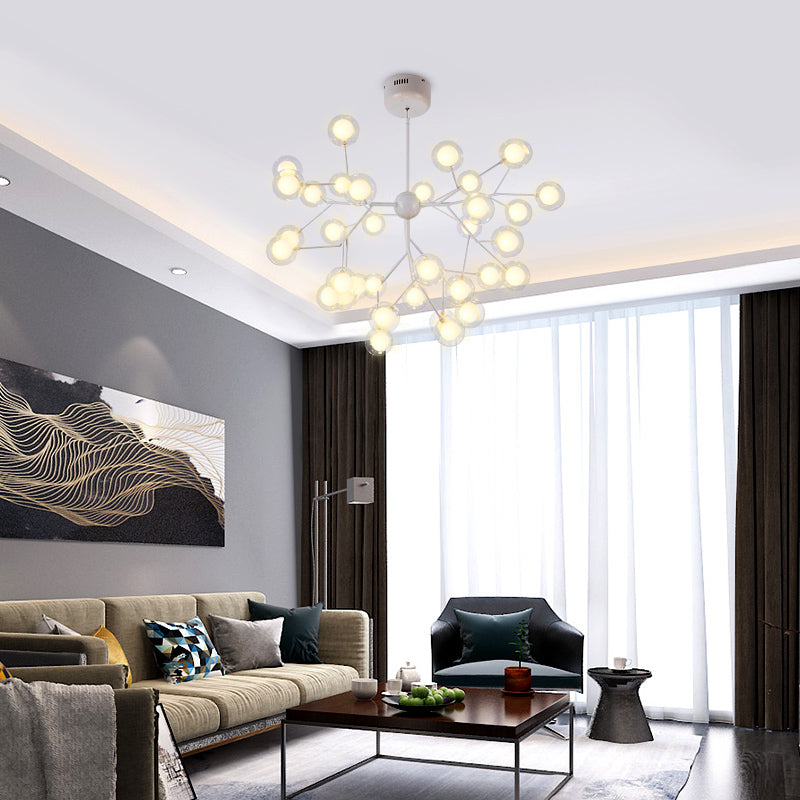 Minimalist Molecule Chandelier Double Glass Living Room Suspension Lighting Fixture Clearhalo 'Ceiling Lights' 'Chandeliers' 'Modern Chandeliers' 'Modern' Lighting' 2461152