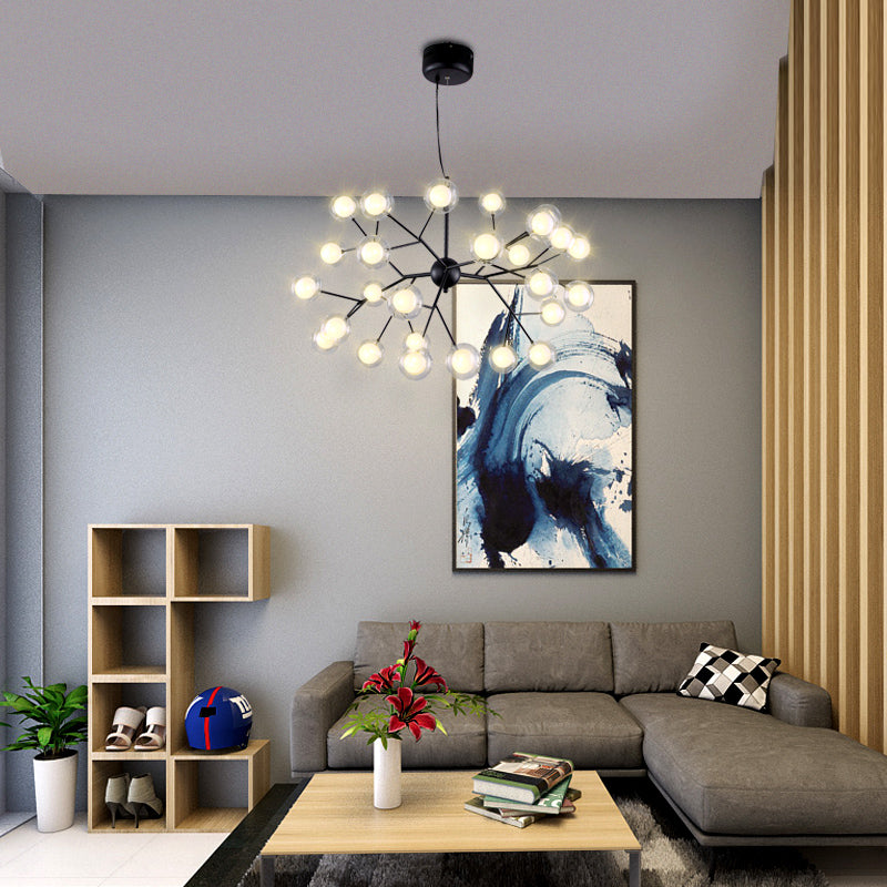 Minimalist Molecule Chandelier Double Glass Living Room Suspension Lighting Fixture Clearhalo 'Ceiling Lights' 'Chandeliers' 'Modern Chandeliers' 'Modern' Lighting' 2461153