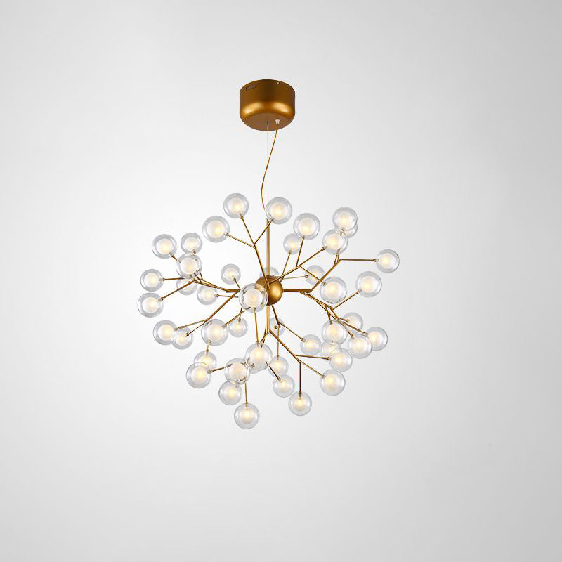 Minimalist Molecule Chandelier Double Glass Living Room Suspension Lighting Fixture 45 Gold Clearhalo 'Ceiling Lights' 'Chandeliers' 'Modern Chandeliers' 'Modern' Lighting' 2461154