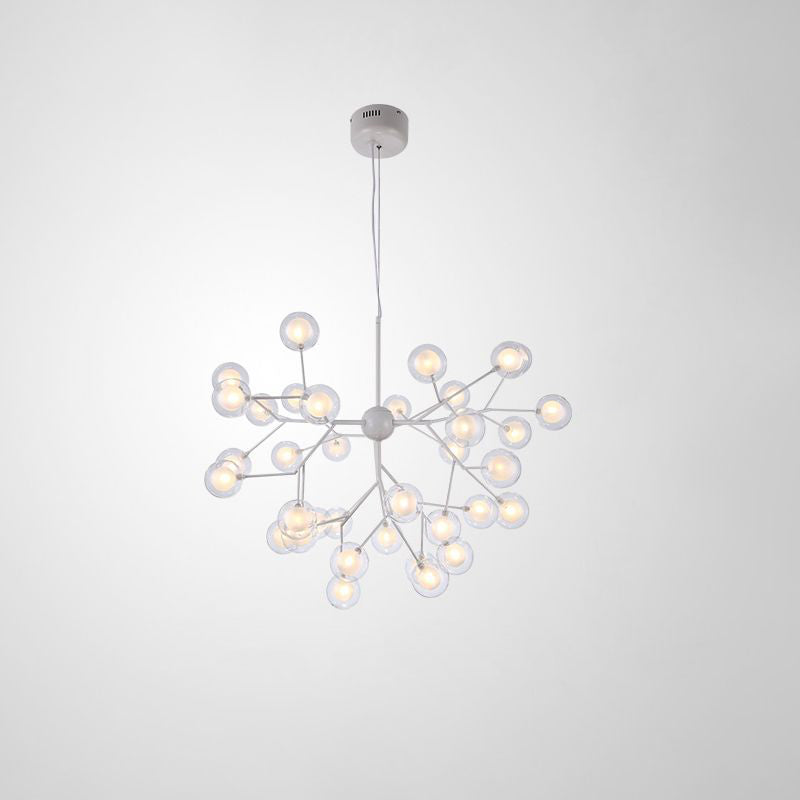 Minimalist Molecule Chandelier Double Glass Living Room Suspension Lighting Fixture 36 White Clearhalo 'Ceiling Lights' 'Chandeliers' 'Modern Chandeliers' 'Modern' Lighting' 2461156