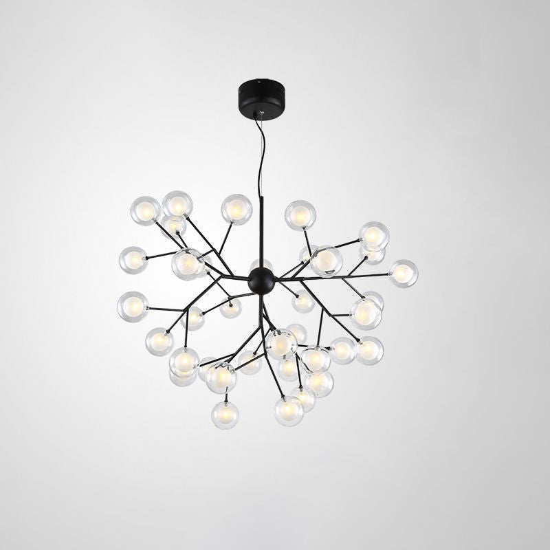 Minimalist Molecule Chandelier Double Glass Living Room Suspension Lighting Fixture 36 Black Clearhalo 'Ceiling Lights' 'Chandeliers' 'Modern Chandeliers' 'Modern' Lighting' 2461158