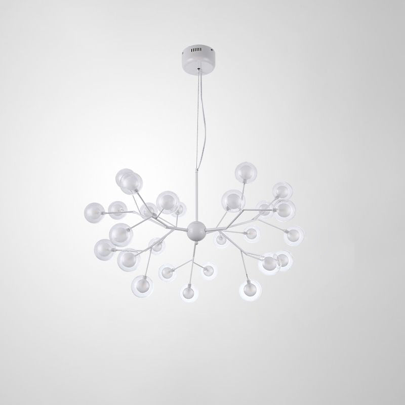 Minimalist Molecule Chandelier Double Glass Living Room Suspension Lighting Fixture 27 White Clearhalo 'Ceiling Lights' 'Chandeliers' 'Modern Chandeliers' 'Modern' Lighting' 2461161