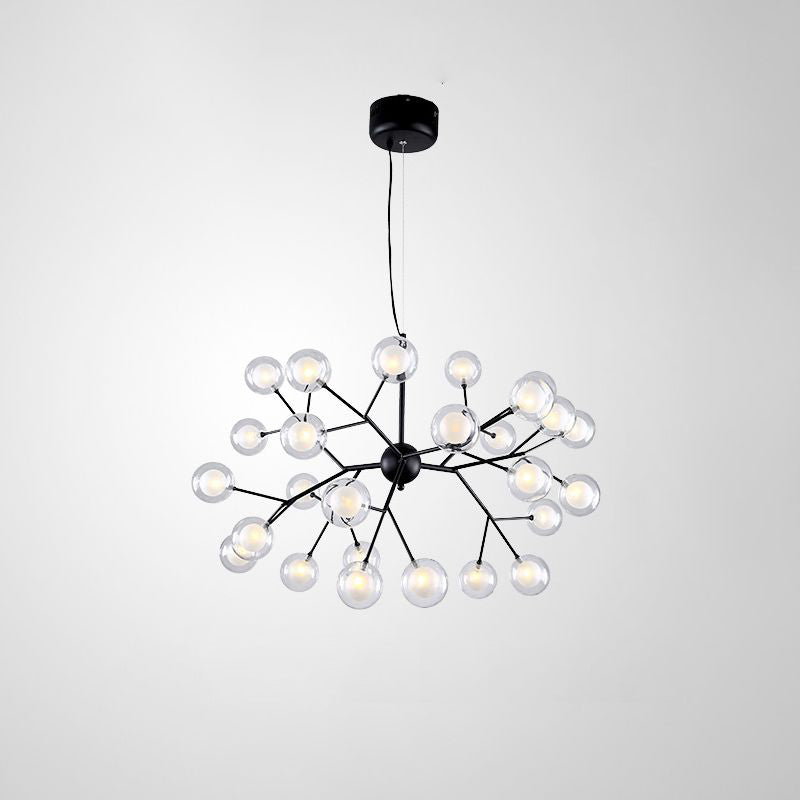 Minimalist Molecule Chandelier Double Glass Living Room Suspension Lighting Fixture 27 Black Clearhalo 'Ceiling Lights' 'Chandeliers' 'Modern Chandeliers' 'Modern' Lighting' 2461163