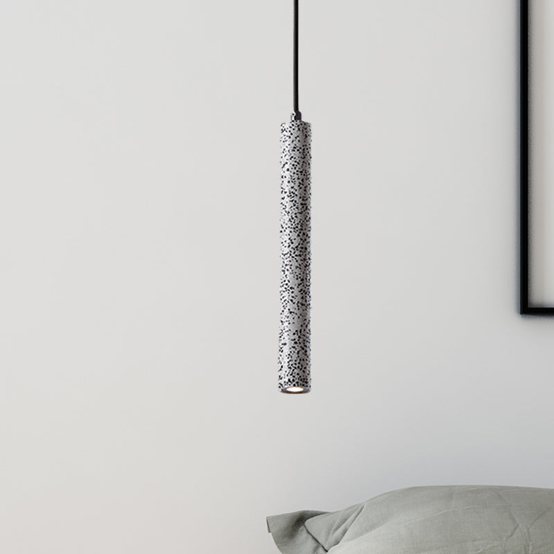 12"/21.5"H Tube Ceiling Pendant Light in Nordic Style Concrete1 Light Black/White/Yellow Hanging Ceiling Light White 12" Clearhalo 'Ceiling Lights' 'Industrial Pendants' 'Industrial' 'Middle Century Pendants' 'Pendant Lights' 'Pendants' 'Tiffany' Lighting' 246117