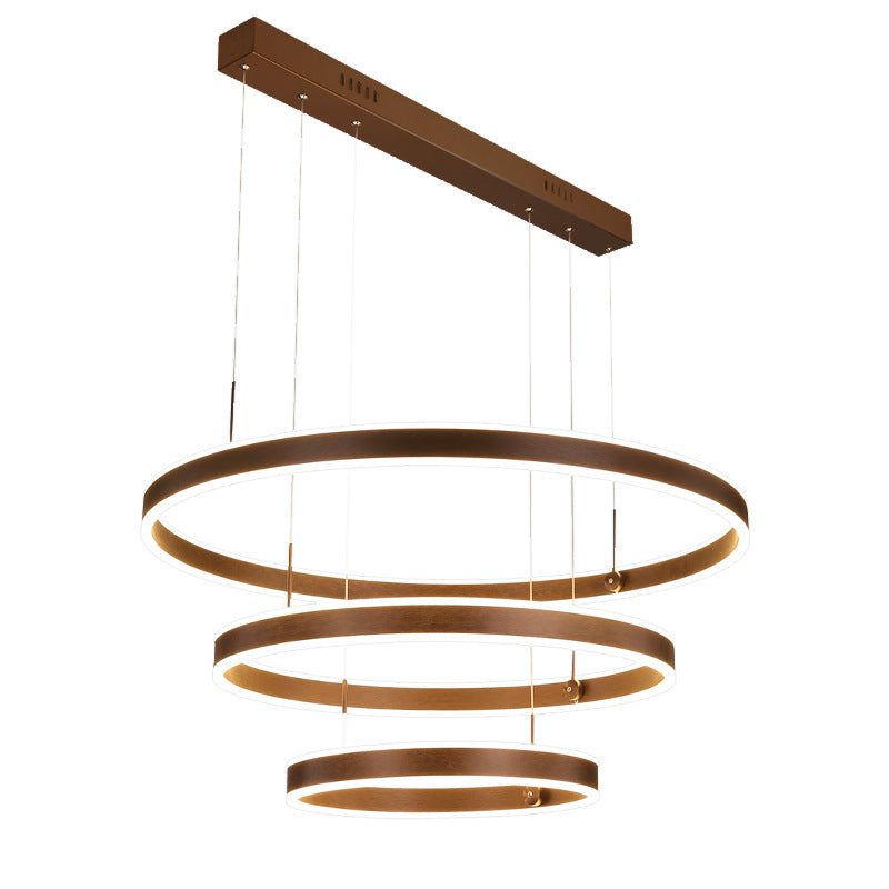 Circle LED Pendant Lighting Minimalistic Acrylic Living Room Chandelier in Coffee Clearhalo 'Ceiling Lights' 'Chandeliers' 'Modern Chandeliers' 'Modern' Lighting' 2461176