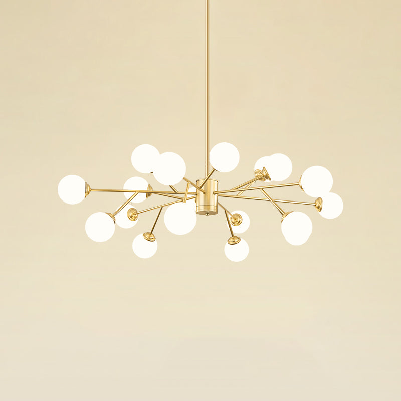 Molecular Chandelier Lamp Nordic Milky Glass Living Room Suspension Light in Gold Clearhalo 'Ceiling Lights' 'Chandeliers' 'Modern Chandeliers' 'Modern' Lighting' 2461178