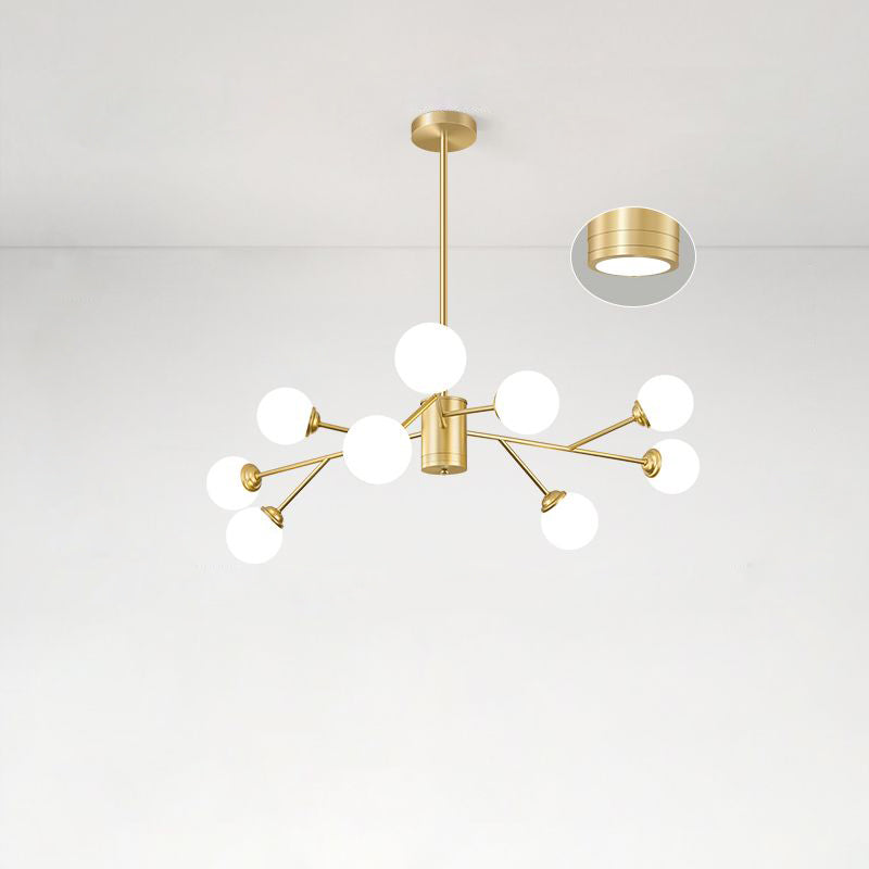 Molecular Chandelier Lamp Nordic Milky Glass Living Room Suspension Light in Gold 9 Gold Clearhalo 'Ceiling Lights' 'Chandeliers' 'Modern Chandeliers' 'Modern' Lighting' 2461179
