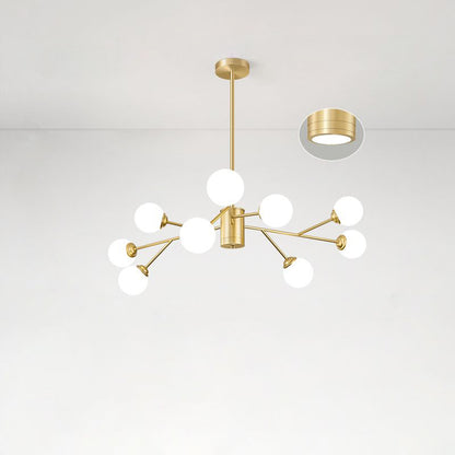 Molecular Chandelier Lamp Nordic Milky Glass Living Room Suspension Light in Gold 9 Gold Clearhalo 'Ceiling Lights' 'Chandeliers' 'Modern Chandeliers' 'Modern' Lighting' 2461179
