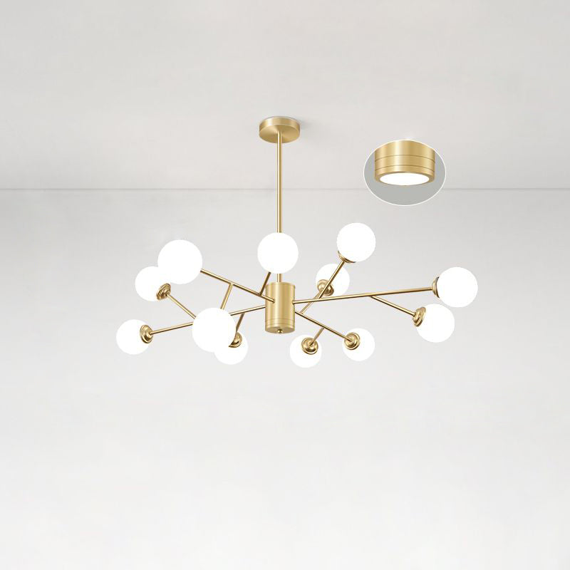 Molecular Chandelier Lamp Nordic Milky Glass Living Room Suspension Light in Gold 12 Gold Clearhalo 'Ceiling Lights' 'Chandeliers' 'Modern Chandeliers' 'Modern' Lighting' 2461180