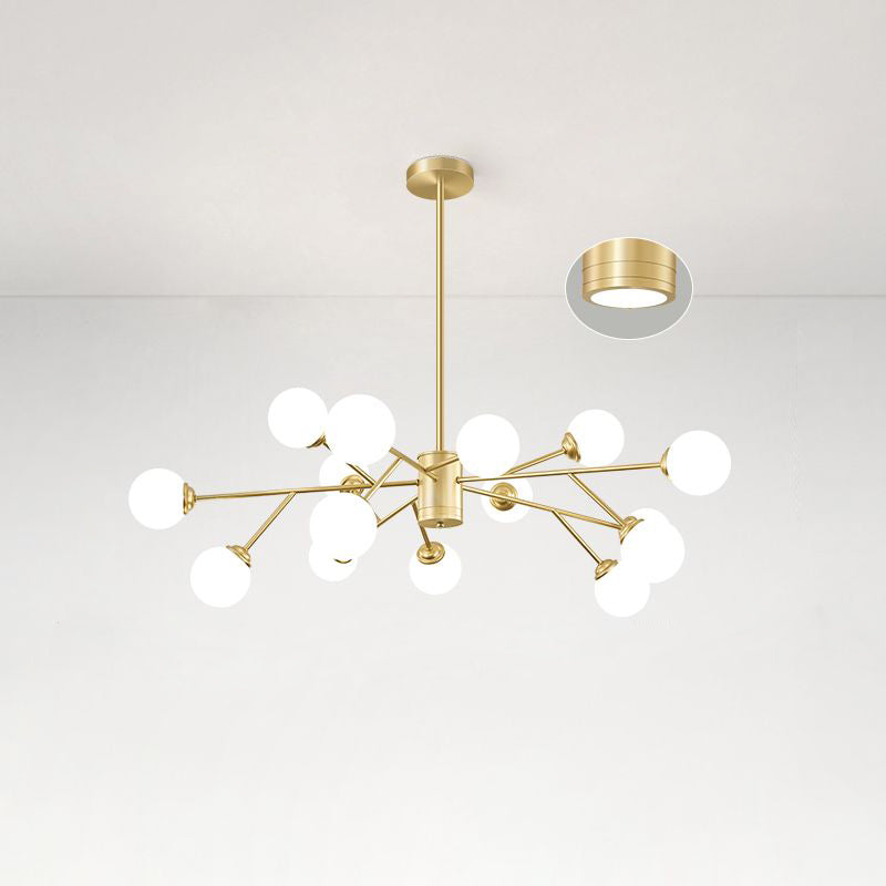 Molecular Chandelier Lamp Nordic Milky Glass Living Room Suspension Light in Gold 15 Gold Clearhalo 'Ceiling Lights' 'Chandeliers' 'Modern Chandeliers' 'Modern' Lighting' 2461182