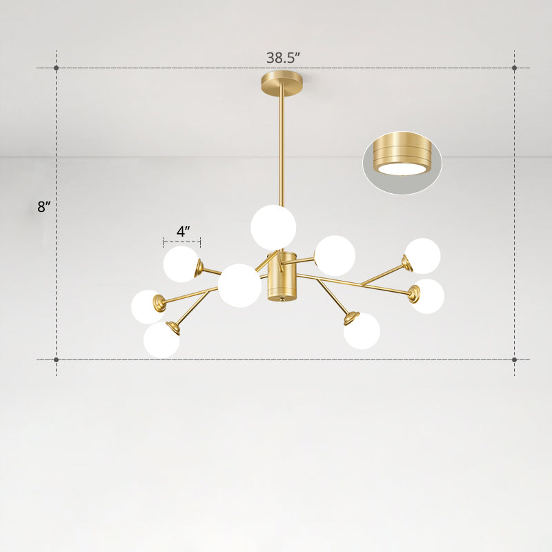 Molecular Chandelier Lamp Nordic Milky Glass Living Room Suspension Light in Gold Clearhalo 'Ceiling Lights' 'Chandeliers' 'Modern Chandeliers' 'Modern' Lighting' 2461187