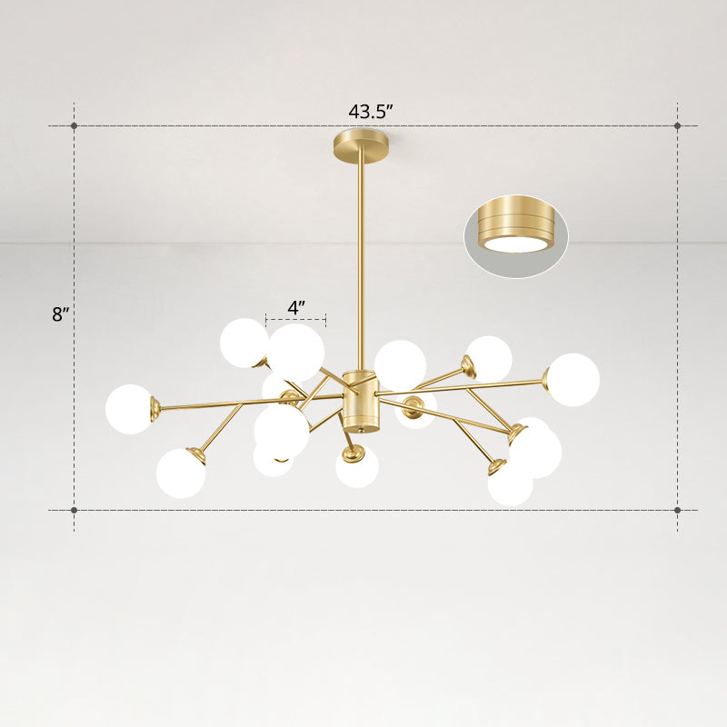 Molecular Chandelier Lamp Nordic Milky Glass Living Room Suspension Light in Gold Clearhalo 'Ceiling Lights' 'Chandeliers' 'Modern Chandeliers' 'Modern' Lighting' 2461189