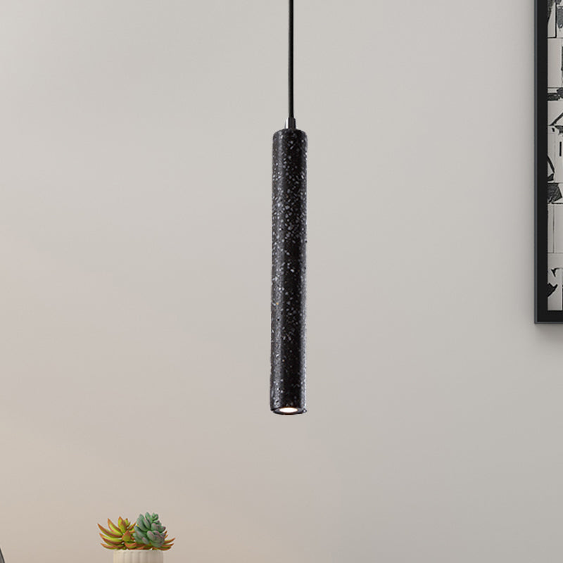12"/21.5"H Tube Ceiling Pendant Light in Nordic Style Concrete1 Light Black/White/Yellow Hanging Ceiling Light Black 12" Clearhalo 'Ceiling Lights' 'Industrial Pendants' 'Industrial' 'Middle Century Pendants' 'Pendant Lights' 'Pendants' 'Tiffany' Lighting' 246119