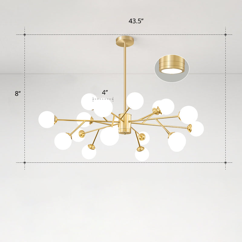 Molecular Chandelier Lamp Nordic Milky Glass Living Room Suspension Light in Gold Clearhalo 'Ceiling Lights' 'Chandeliers' 'Modern Chandeliers' 'Modern' Lighting' 2461190