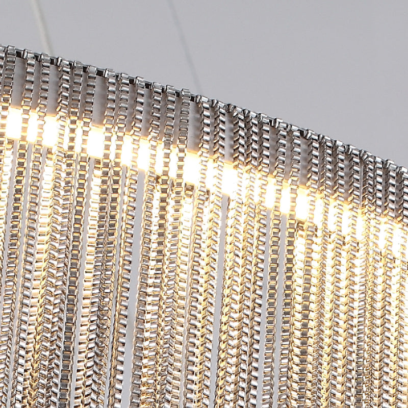 Chain Fringe LED Chandelier Minimalistic Metal Living Room Pendant Lighting Fixture Clearhalo 'Ceiling Lights' 'Chandeliers' 'Modern Chandeliers' 'Modern' Lighting' 2461193