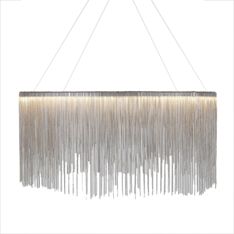 Chain Fringe LED Chandelier Minimalistic Metal Living Room Pendant Lighting Fixture Clearhalo 'Ceiling Lights' 'Chandeliers' 'Modern Chandeliers' 'Modern' Lighting' 2461195