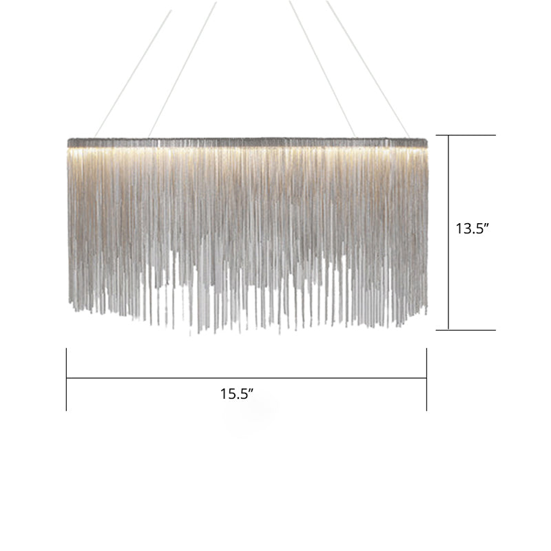 Chain Fringe LED Chandelier Minimalistic Metal Living Room Pendant Lighting Fixture Clearhalo 'Ceiling Lights' 'Chandeliers' 'Modern Chandeliers' 'Modern' Lighting' 2461196