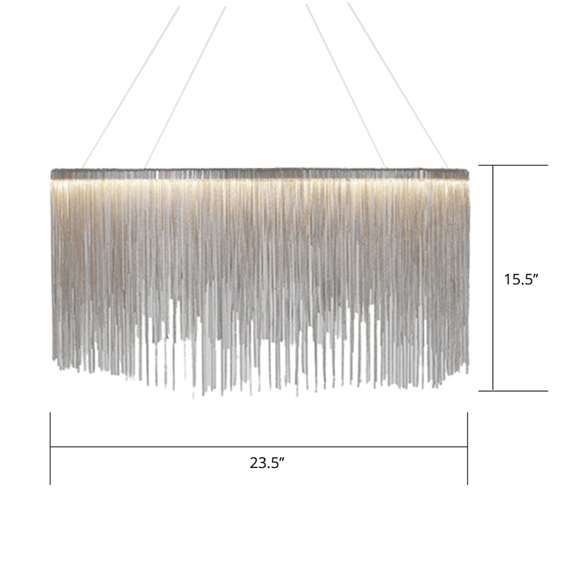 Chain Fringe LED Chandelier Minimalistic Metal Living Room Pendant Lighting Fixture Clearhalo 'Ceiling Lights' 'Chandeliers' 'Modern Chandeliers' 'Modern' Lighting' 2461198