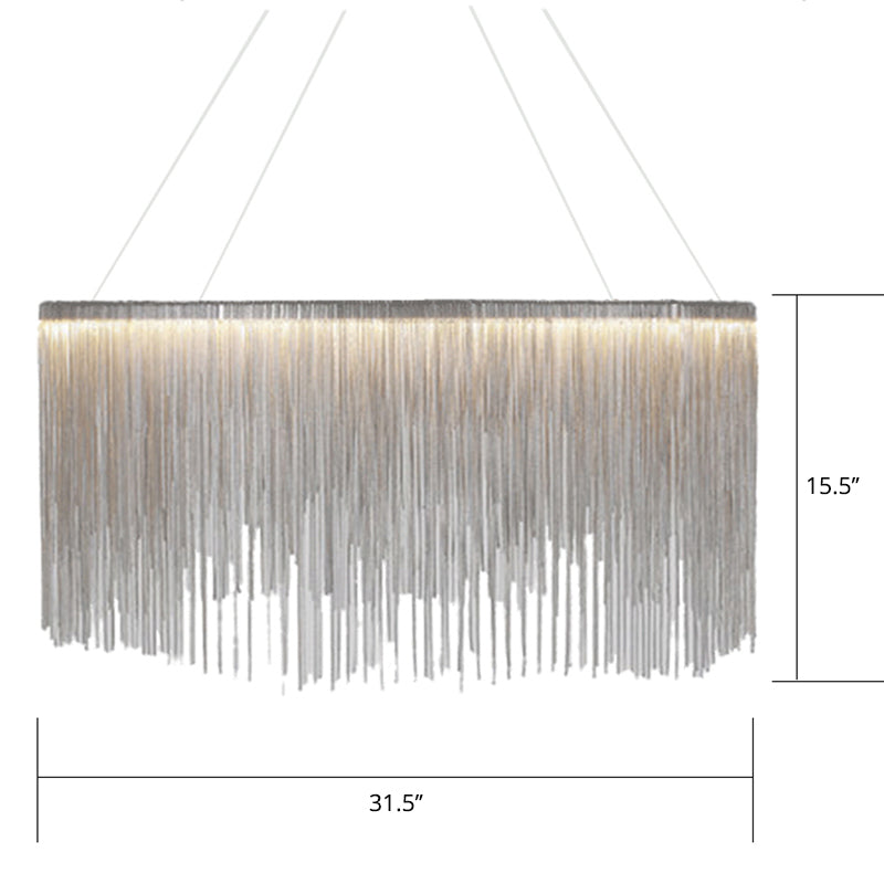 Chain Fringe LED Chandelier Minimalistic Metal Living Room Pendant Lighting Fixture Clearhalo 'Ceiling Lights' 'Chandeliers' 'Modern Chandeliers' 'Modern' Lighting' 2461199