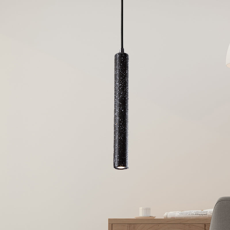 12"/21.5"H Tube Ceiling Pendant Light in Nordic Style Concrete1 Light Black/White/Yellow Hanging Ceiling Light Clearhalo 'Ceiling Lights' 'Industrial Pendants' 'Industrial' 'Middle Century Pendants' 'Pendant Lights' 'Pendants' 'Tiffany' Lighting' 246120