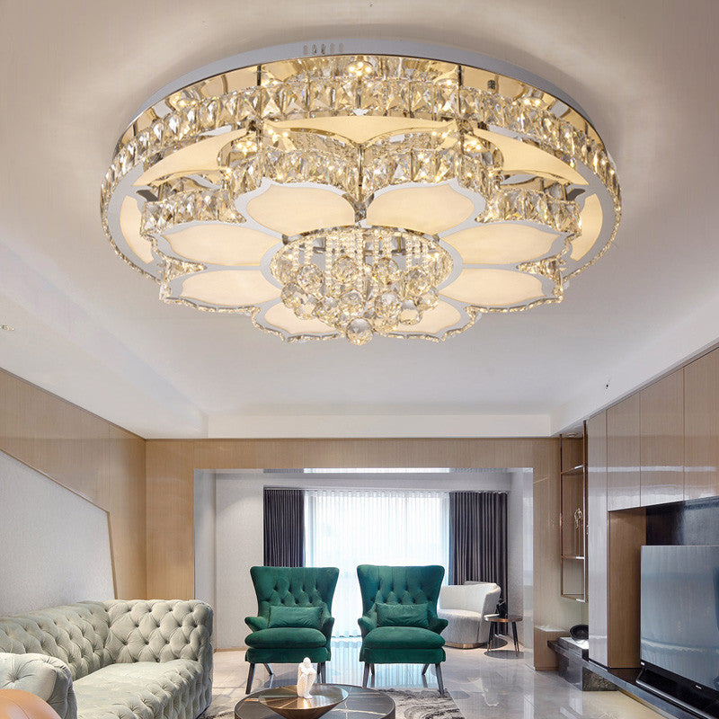 Crystal-Encrusted Flower Ceiling Flush Mount Light Modern White LED Flush Light for Living Room Clearhalo 'Ceiling Lights' 'Close To Ceiling Lights' 'Close to ceiling' 'Flush mount' Lighting' 2461220