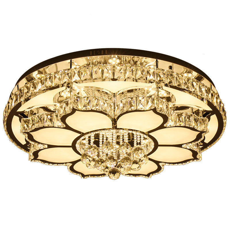 Crystal-Encrusted Flower Ceiling Flush Mount Light Modern White LED Flush Light for Living Room Clearhalo 'Ceiling Lights' 'Close To Ceiling Lights' 'Close to ceiling' 'Flush mount' Lighting' 2461226