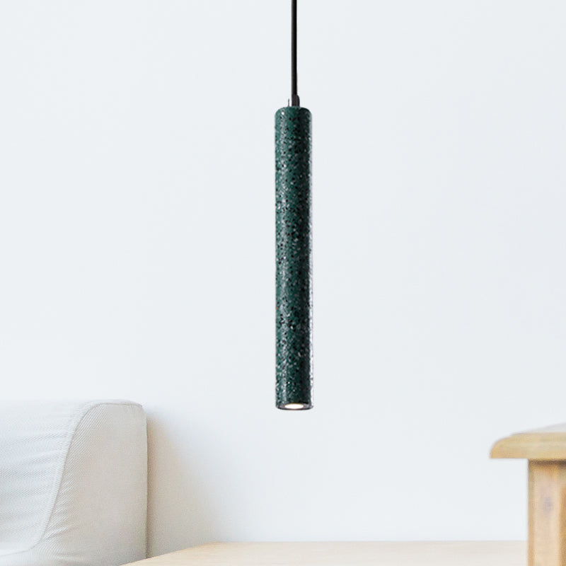 12"/21.5"H Tube Ceiling Pendant Light in Nordic Style Concrete1 Light Black/White/Yellow Hanging Ceiling Light Green 12" Clearhalo 'Ceiling Lights' 'Industrial Pendants' 'Industrial' 'Middle Century Pendants' 'Pendant Lights' 'Pendants' 'Tiffany' Lighting' 246123