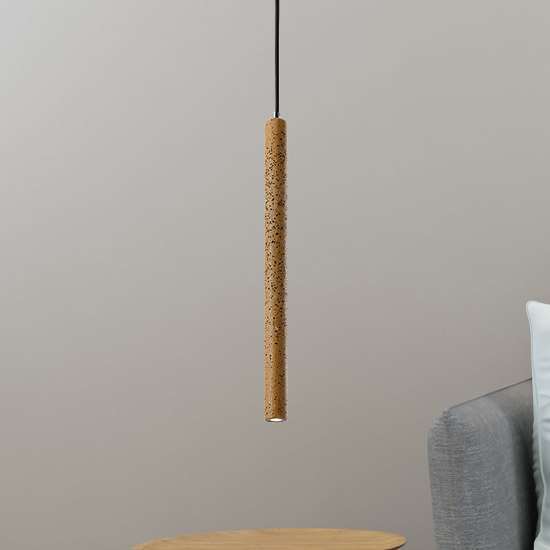 12"/21.5"H Tube Ceiling Pendant Light in Nordic Style Concrete1 Light Black/White/Yellow Hanging Ceiling Light Yellow 21.5" Clearhalo 'Ceiling Lights' 'Industrial Pendants' 'Industrial' 'Middle Century Pendants' 'Pendant Lights' 'Pendants' 'Tiffany' Lighting' 246125