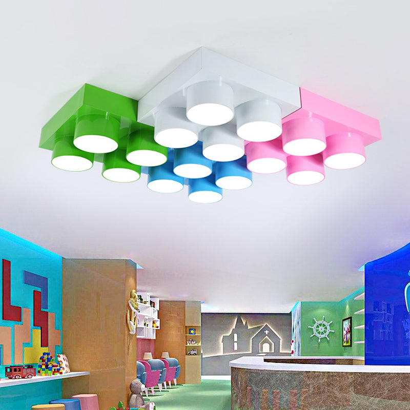 Toy Brick Kindergarten Flush Ceiling Light Metal Creative Kids LED Flush Mount Fixture Clearhalo 'Ceiling Lights' 'Close To Ceiling Lights' 'Close to ceiling' 'Flush mount' Lighting' 2461261