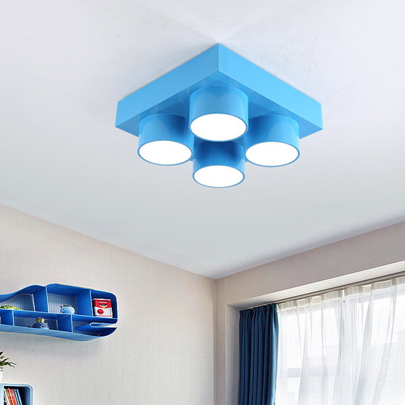 Toy Brick Kindergarten Flush Ceiling Light Metal Creative Kids LED Flush Mount Fixture Blue Clearhalo 'Ceiling Lights' 'Close To Ceiling Lights' 'Close to ceiling' 'Flush mount' Lighting' 2461264