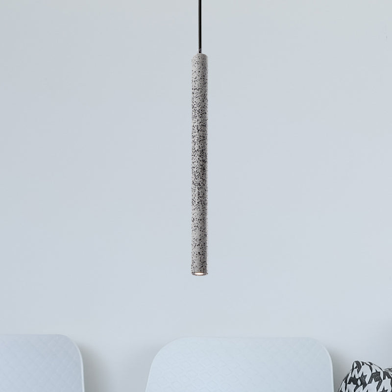 12"/21.5"H Tube Ceiling Pendant Light in Nordic Style Concrete1 Light Black/White/Yellow Hanging Ceiling Light White 21.5" Clearhalo 'Ceiling Lights' 'Industrial Pendants' 'Industrial' 'Middle Century Pendants' 'Pendant Lights' 'Pendants' 'Tiffany' Lighting' 246129