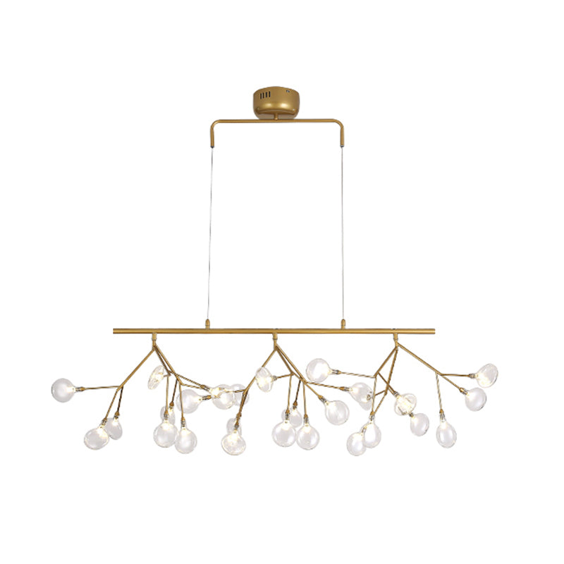 Minimalist 27-Bulb Island Light Brass Finish Branch Hanging Lamp with Glass Shade Clear Clearhalo 'Ceiling Lights' 'Island Lights' Lighting' 2461300