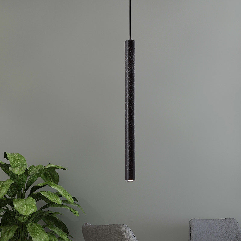12"/21.5"H Tube Ceiling Pendant Light in Nordic Style Concrete1 Light Black/White/Yellow Hanging Ceiling Light Black 21.5" Clearhalo 'Ceiling Lights' 'Industrial Pendants' 'Industrial' 'Middle Century Pendants' 'Pendant Lights' 'Pendants' 'Tiffany' Lighting' 246131