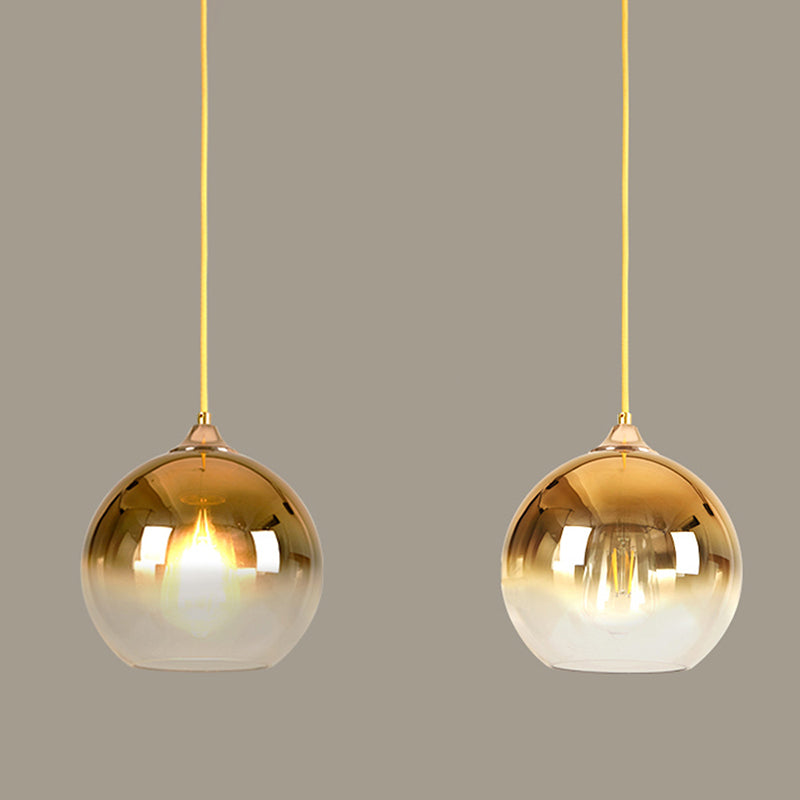 Spherical Dining Room Hanging Light Ombre Glass Single-Bulb Nordic Pendant Light Fixture Gold Clearhalo 'Ceiling Lights' 'Close To Ceiling Lights' 'Glass shade' 'Glass' 'Modern Pendants' 'Modern' 'Pendant Lights' 'Pendants' Lighting' 2461314