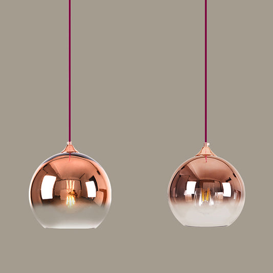 Spherical Dining Room Hanging Light Ombre Glass Single-Bulb Nordic Pendant Light Fixture Rose Gold Clearhalo 'Ceiling Lights' 'Close To Ceiling Lights' 'Glass shade' 'Glass' 'Modern Pendants' 'Modern' 'Pendant Lights' 'Pendants' Lighting' 2461320