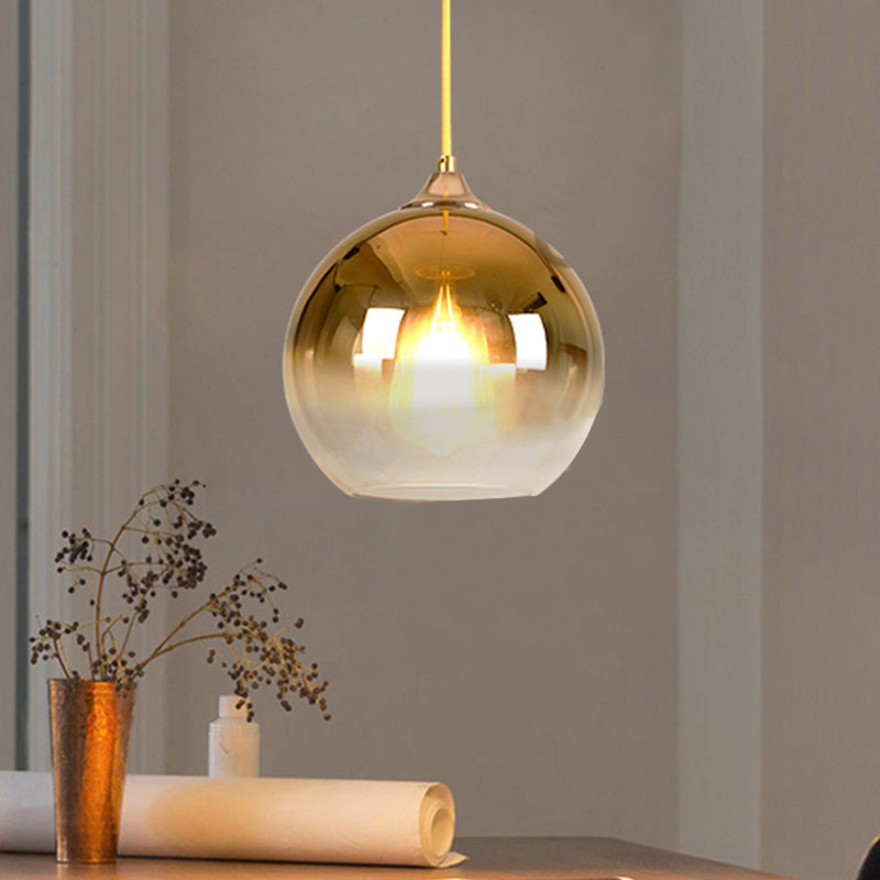 Spherical Dining Room Hanging Light Ombre Glass Single-Bulb Nordic Pendant Light Fixture Clearhalo 'Ceiling Lights' 'Close To Ceiling Lights' 'Glass shade' 'Glass' 'Modern Pendants' 'Modern' 'Pendant Lights' 'Pendants' Lighting' 2461321