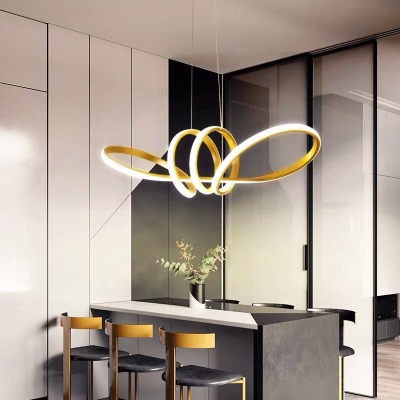 Twisting Dining Room Hanging Light Aluminum Artistic LED Chandelier Pendant in Gold Gold Clearhalo 'Ceiling Lights' 'Modern Pendants' 'Modern' 'Pendant Lights' 'Pendants' Lighting' 2461324
